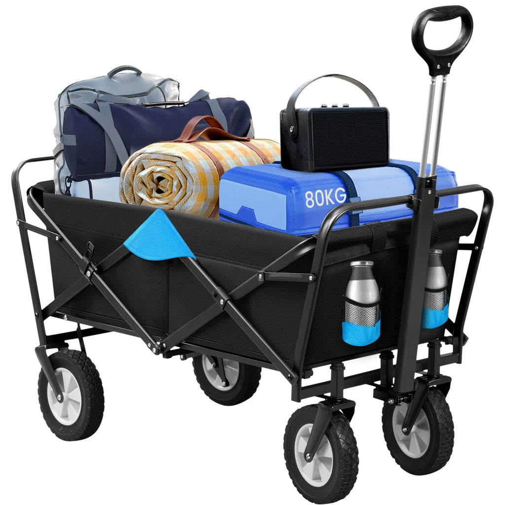 Foldable Garden Trolley Handcart Cart Tool Transport with 4 Wheels for Camping Beach Garden Shopping Outputs Load 80kg