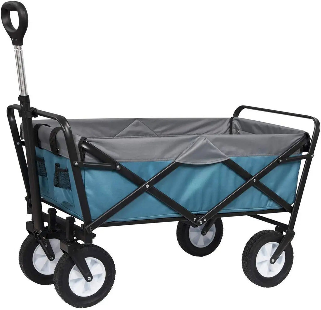 Foldable Garden Trolley Handcart Cart Tool Transport with 4 Wheels for Camping Beach Garden Shopping Outputs Load 80kg