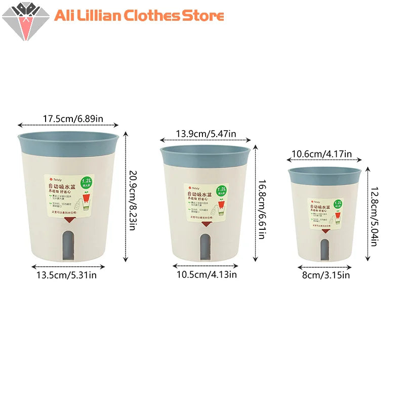 Double Layer Self Watering Hydroponics Flower Pot Plastic Lazy Automatic Water-Absorbing Plants Pot Potted Planters Office Home