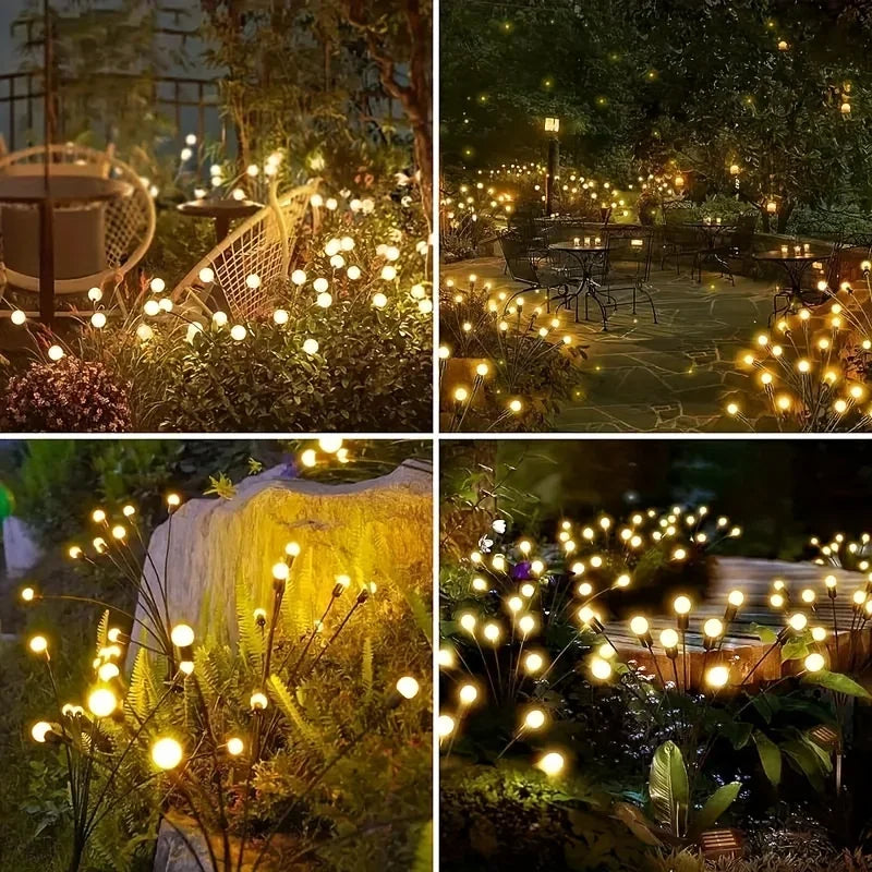 Solar LED Lights Garden Firework Warm Lights Outdoor 6/8 LEDs Waterproof Firefly Lawn Lamps Patio Pathway Decoration