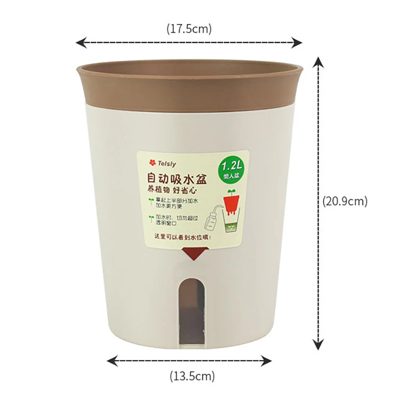 Double Layer Self Watering Hydroponics Flower Pot Plastic Lazy Automatic Water-Absorbing Plants Pot Potted Planters Office Home
