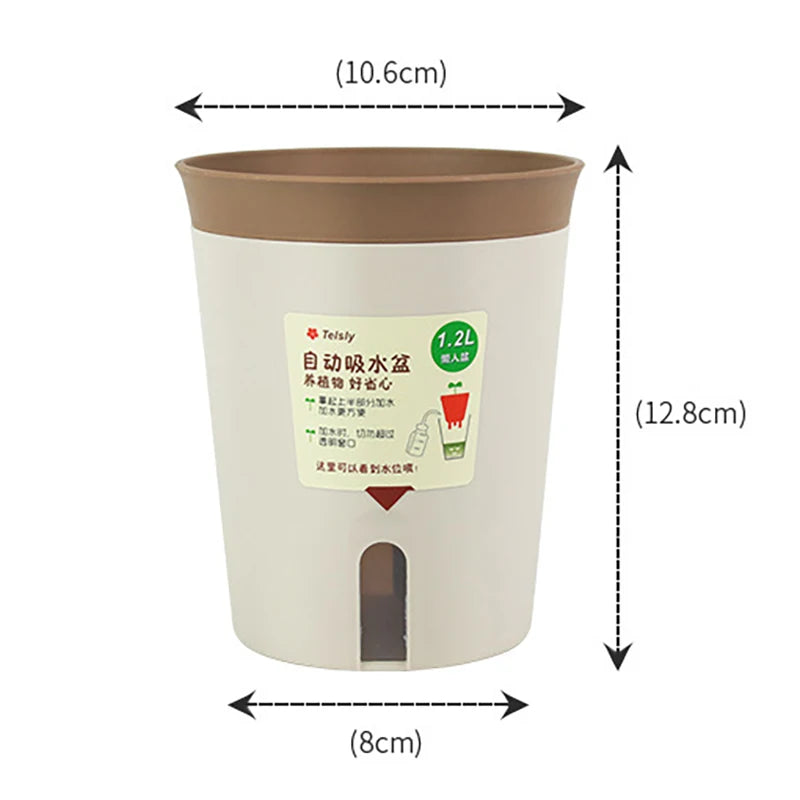 Double Layer Self Watering Hydroponics Flower Pot Plastic Lazy Automatic Water-Absorbing Plants Pot Potted Planters Office Home