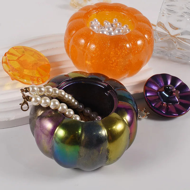 Pumpkin Jar Storage Box Silicone Mold DIY Halloween With Lid Vase Craft Molds Plaster Resin Candle Jar Making Home Decor