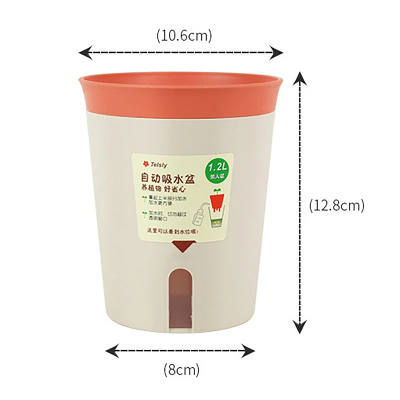 Double Layer Self Watering Hydroponics Flower Pot Plastic Lazy Automatic Water-Absorbing Plants Pot Potted Planters Office Home