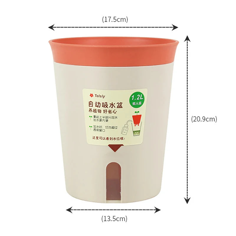 Double Layer Self Watering Hydroponics Flower Pot Plastic Lazy Automatic Water-Absorbing Plants Pot Potted Planters Office Home