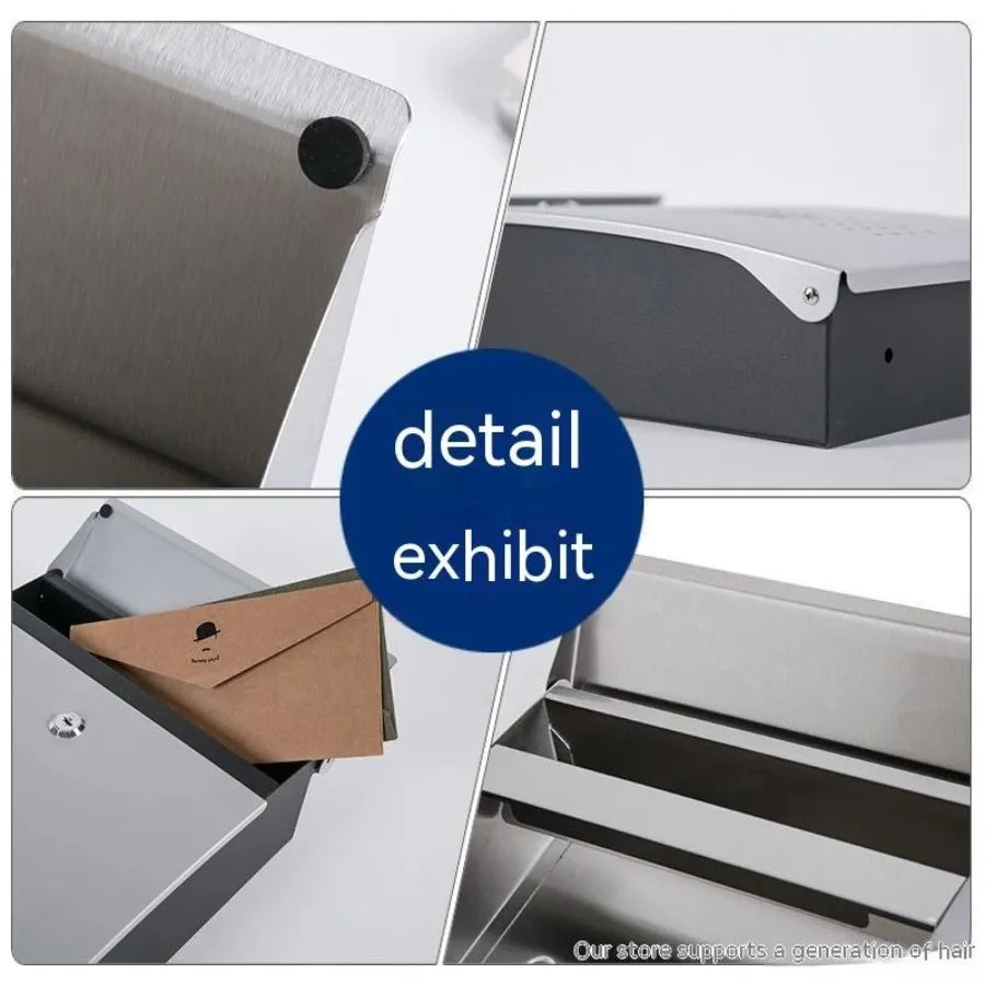 Wall-mounted stainless steel mailbox outdoor lock complaint suggestion box creative suggestion box punch-free letterbox