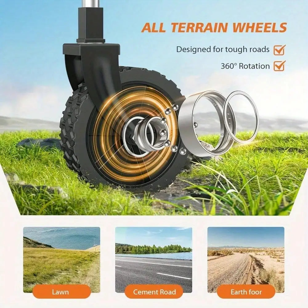 1pc Heavy Duty Collapsible Foldable Utility Wagon Cart With All-Terrain Wheels, 450LB Capacity Metal Frame & Plastic Tires