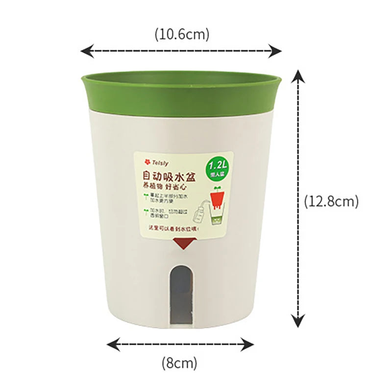 Double Layer Self Watering Hydroponics Flower Pot Plastic Lazy Automatic Water-Absorbing Plants Pot Potted Planters Office Home