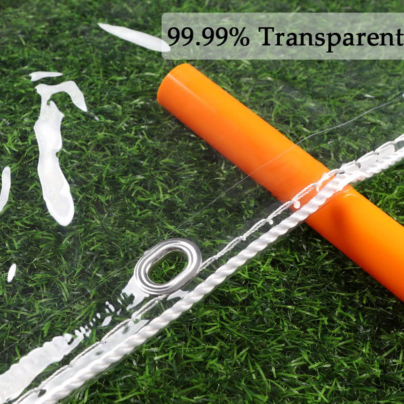 Clear Tarpaulin with Oval Eyelets Pergola See Through Tarp Curtain with Rotatable Twist Locks Transparent Rainproof Cloth