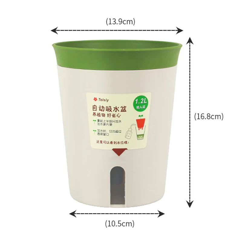 Double Layer Self Watering Hydroponics Flower Pot Plastic Lazy Automatic Water-Absorbing Plants Pot Potted Planters Office Home