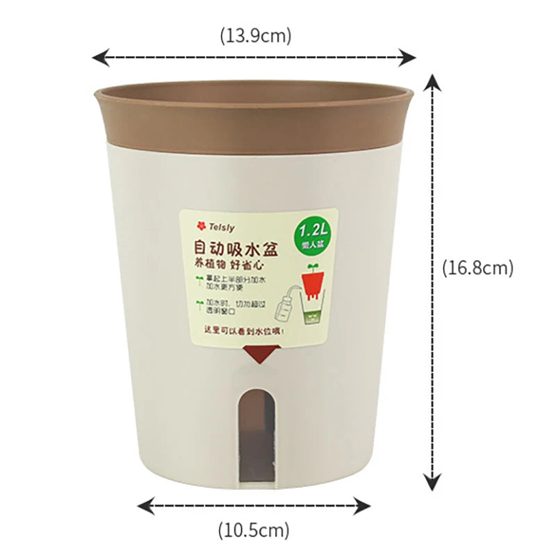 Double Layer Self Watering Hydroponics Flower Pot Plastic Lazy Automatic Water-Absorbing Plants Pot Potted Planters Office Home