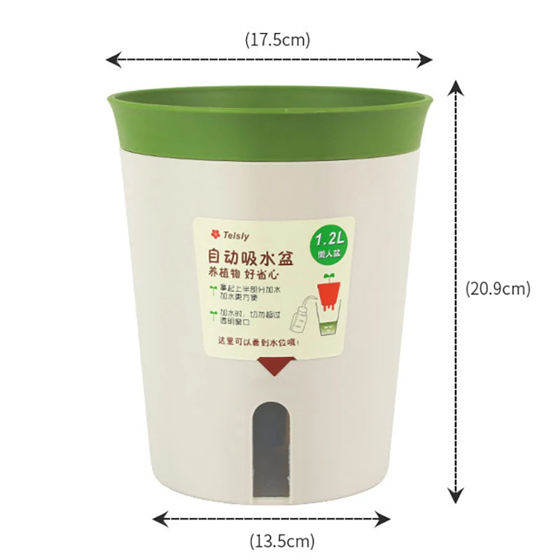 Double Layer Self Watering Hydroponics Flower Pot Plastic Lazy Automatic Water-Absorbing Plants Pot Potted Planters Office Home