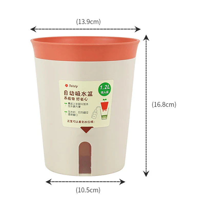 Double Layer Self Watering Hydroponics Flower Pot Plastic Lazy Automatic Water-Absorbing Plants Pot Potted Planters Office Home
