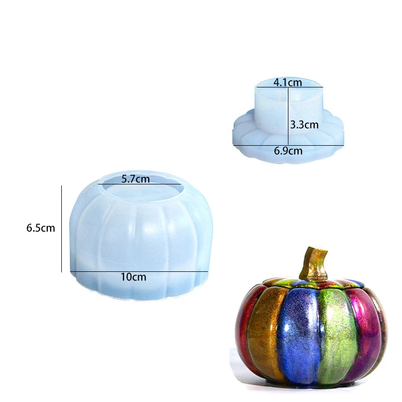 Pumpkin Jar Storage Box Silicone Mold DIY Halloween With Lid Vase Craft Molds Plaster Resin Candle Jar Making Home Decor