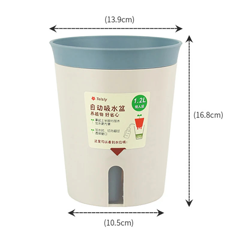 Double Layer Self Watering Hydroponics Flower Pot Plastic Lazy Automatic Water-Absorbing Plants Pot Potted Planters Office Home