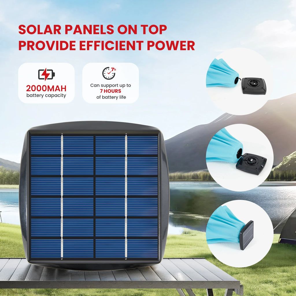 JHK 10FT Outdoor Solar Patio Sunshade Umbrella with UV-Resistant 32 LED Lights Umbrella with Tilt and Crank for Backyard Garden