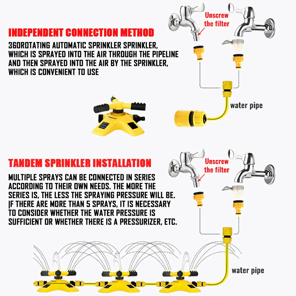 Rotating Irrigation Sprinkler 360 Degree Automatic Rotating Yard Garden Lawn Coverage Water Sprinkler Irrigation Water Sprayer
