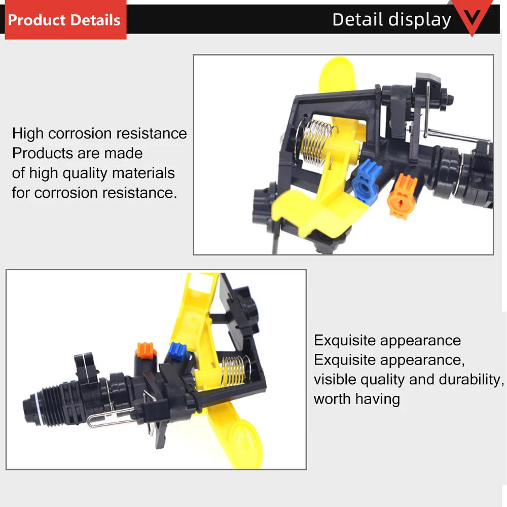 2pcs Garden Rotating Rocker Impact Sprinkler 1/2 inch Male Thread Lawn Watering Adjustable Nozzle Irrigation Sprinkler