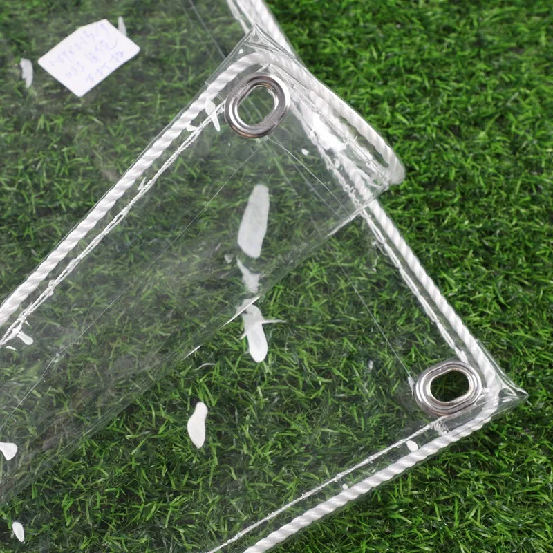 Clear Tarpaulin with Oval Eyelets Pergola See Through Tarp Curtain with Rotatable Twist Locks Transparent Rainproof Cloth