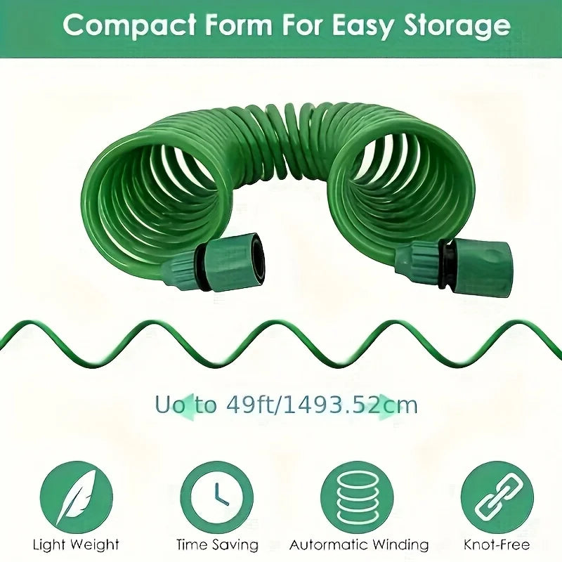 EVA Garden Spring Tube, With 3/4 "Connector, Equipped With Multi-Function Spray, Used For Pet Bathing And Car Washing Tools