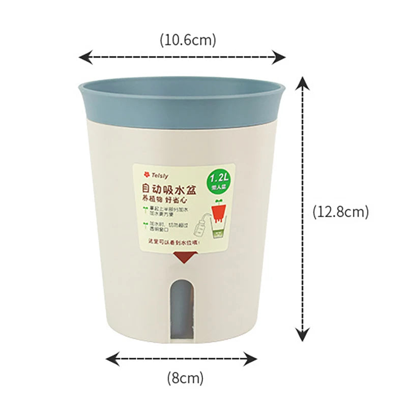 Double Layer Self Watering Hydroponics Flower Pot Plastic Lazy Automatic Water-Absorbing Plants Pot Potted Planters Office Home