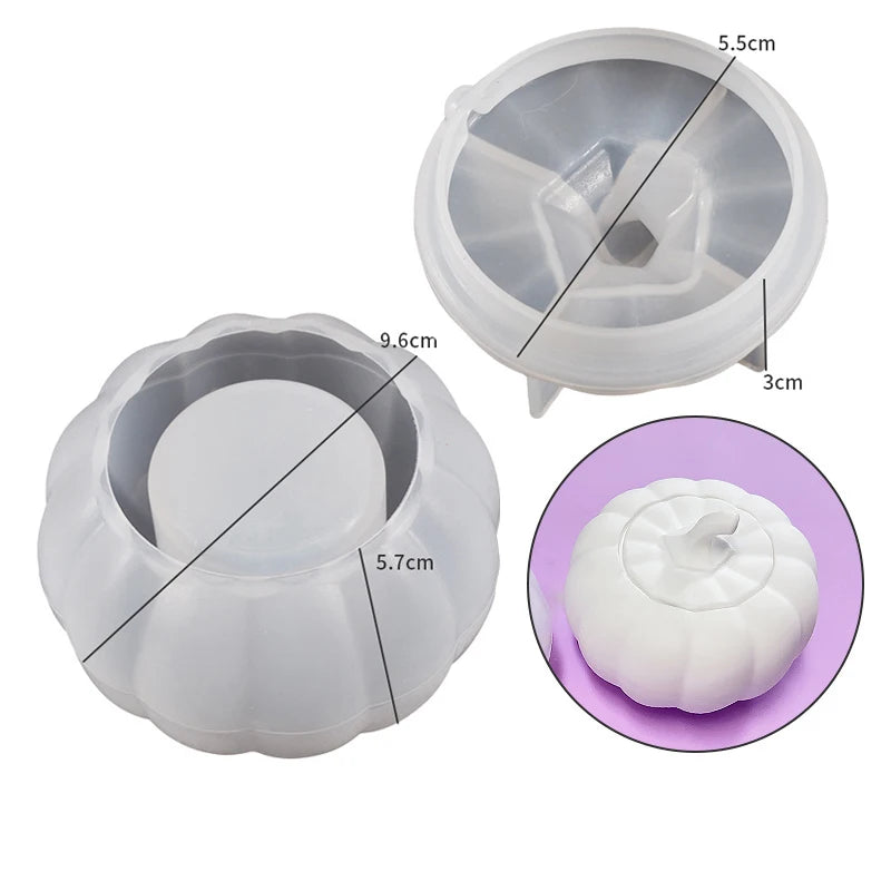 Pumpkin Jar Storage Box Silicone Mold DIY Halloween With Lid Vase Craft Molds Plaster Resin Candle Jar Making Home Decor