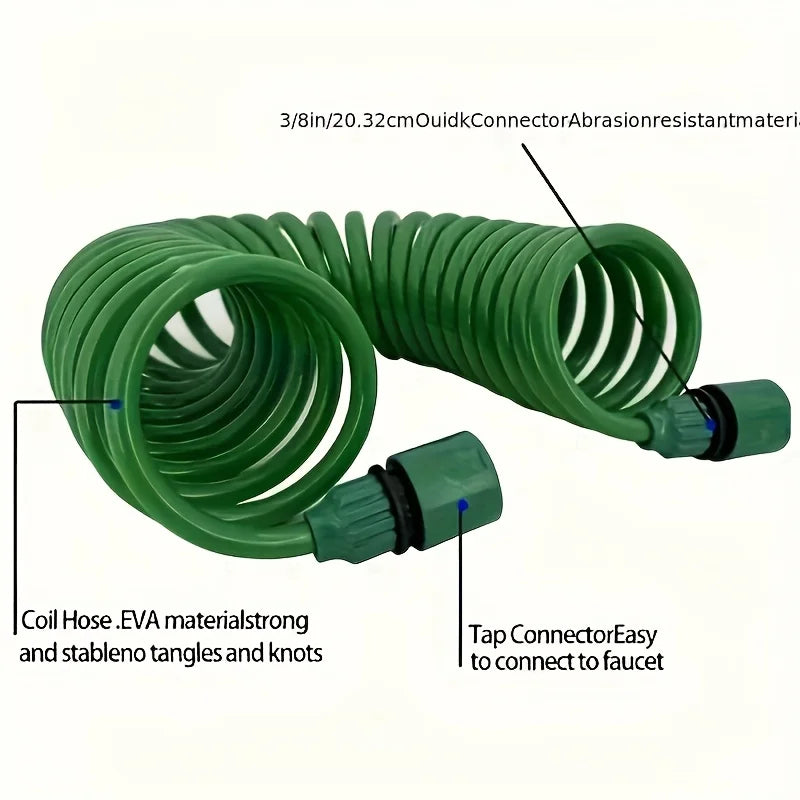 EVA Garden Spring Tube, With 3/4 "Connector, Equipped With Multi-Function Spray, Used For Pet Bathing And Car Washing Tools