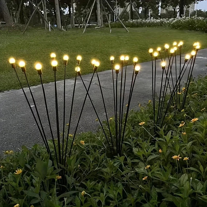 Solar LED Lights Garden Firework Warm Lights Outdoor 6/8 LEDs Waterproof Firefly Lawn Lamps Patio Pathway Decoration